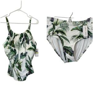 Jantzen Two Piece Tankini Swim Suit with Tummy Control Size 14